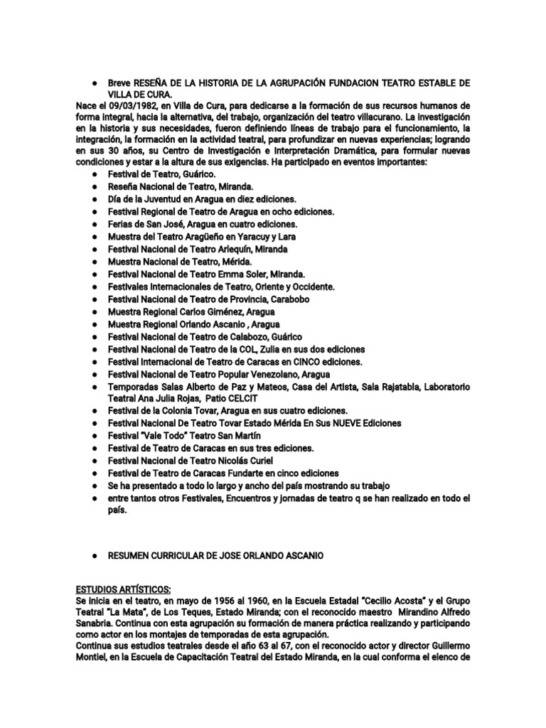 Breve Reseñadel Resumen Del Resumen de La Historia de La Agrupación ...