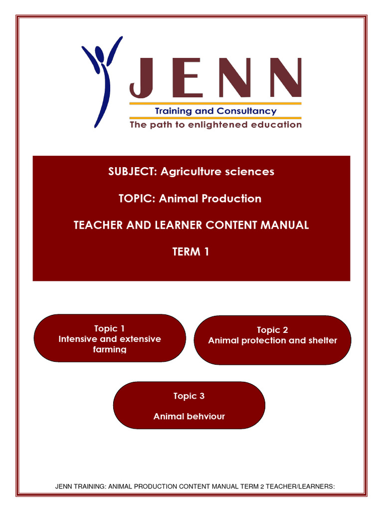 AGRIC Animal Production Content Manual | PDF | Agriculture | Livestock
