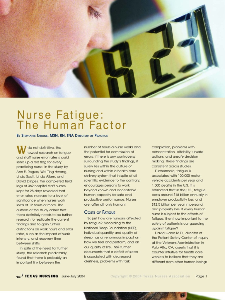 Article: Nurse Fatigue | Determinants Of Health