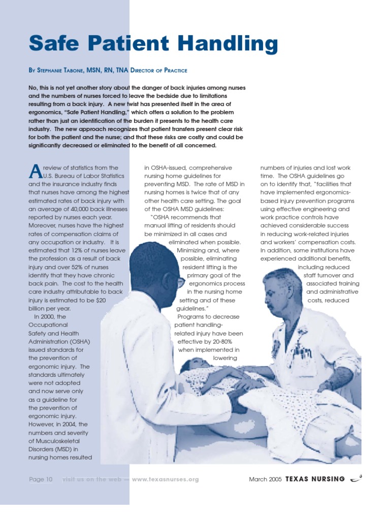 Safe Patient Handling Nursing Human Factors And Ergonomics