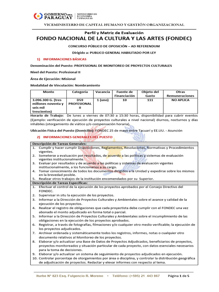 Convocatoria FONDEC 2025: Monitoreo Proyectos | PDF | Paraguay | Evaluación