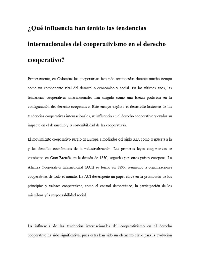 Influencia del cooperativismo en Colombia | PDF | Cooperativa | Colombia