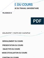 Intitule Du Cours: Méthodologie Du Travail Universitaire