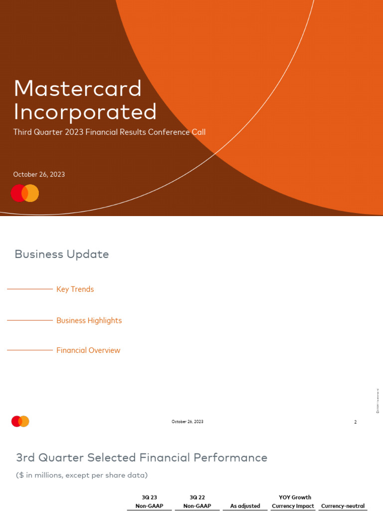 Mastercard Q3 2023 Financial Results | PDF | Debit Card | Income