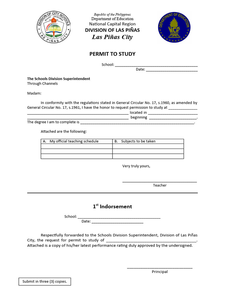 FORMS Permit To Study | PDF