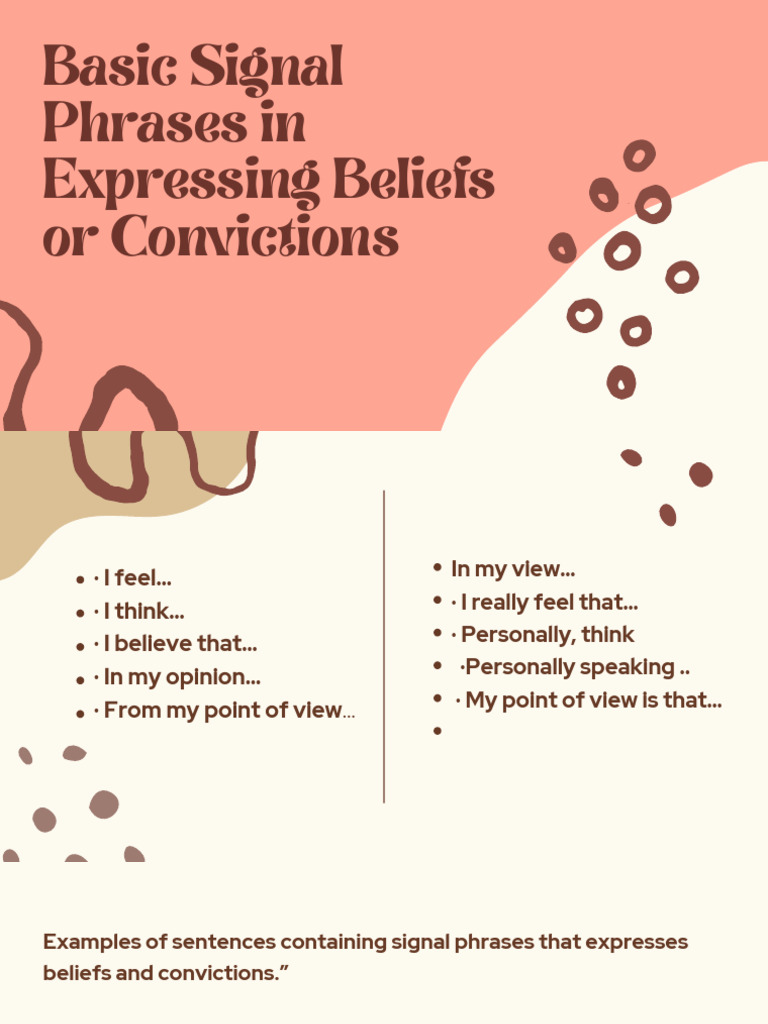 Signal Phrases for Expressing Beliefs | PDF | Drawing | Paintings