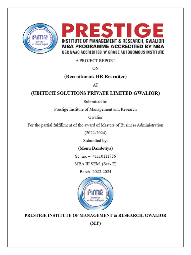 HR Recruitment Internship Report | PDF | Recruitment | Human Resources