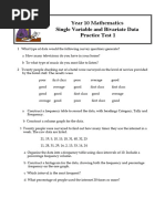 Year 10 Single Variable and Bivariate Data