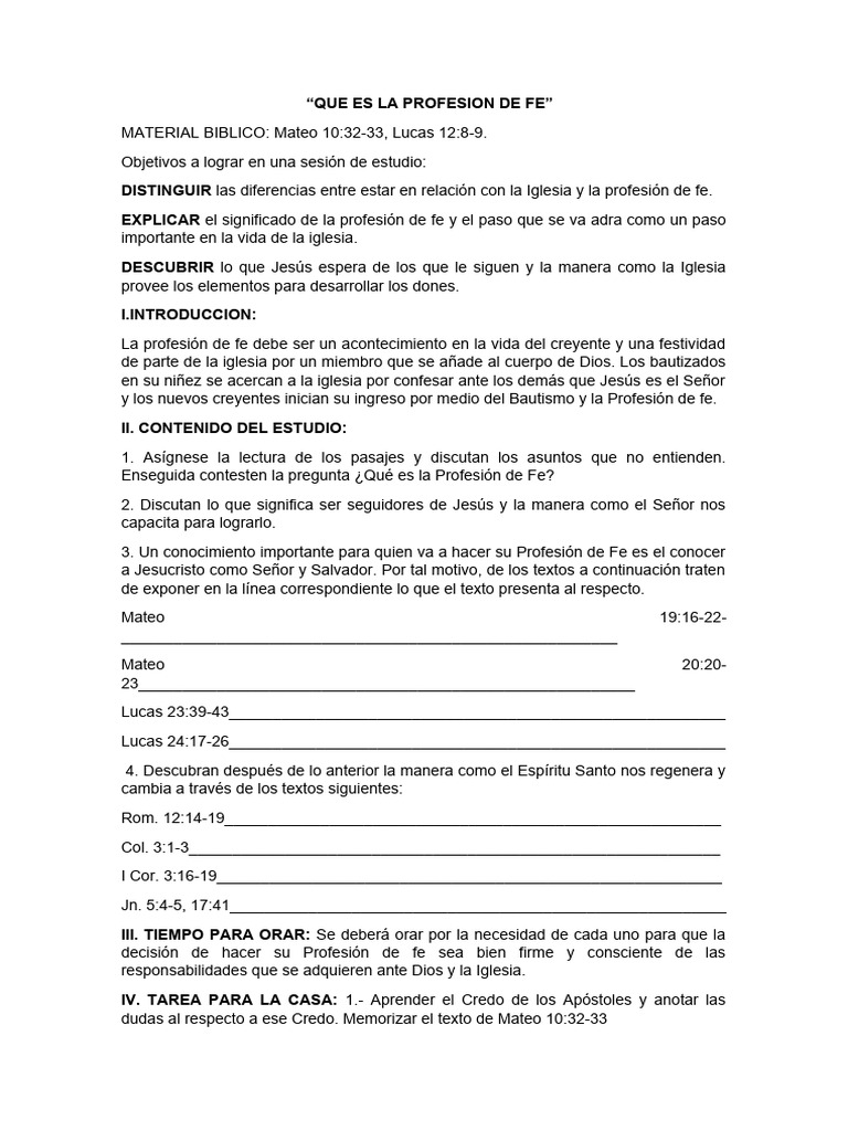 Que Es La Profesion de Fe | PDF | Jesús | Iglesia cristiana