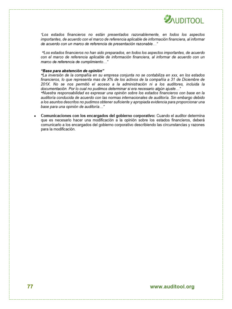Opinión de Auditoría y Normas ISA 706 y 710 | PDF | Contralor | Auditoría