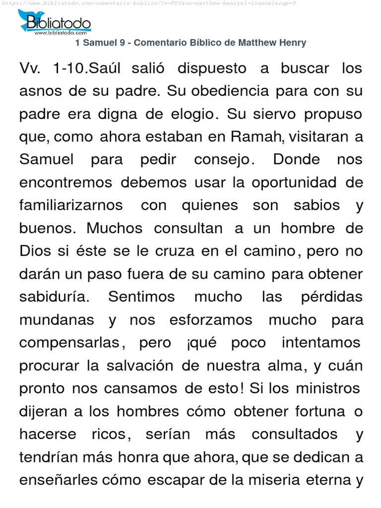 Comentario de 1 Samuel 9: Saúl y Samuel | PDF | Saulo | Creencia ...