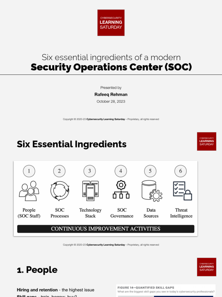Essential Ingredientes Oa A Modern SOC | PDF | Security | Computer Security