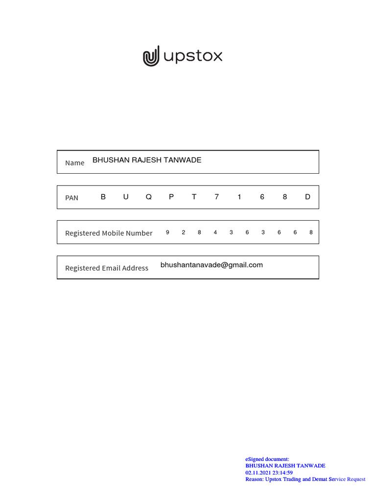 Upstox Account Details Modification Form | PDF | Identity Document