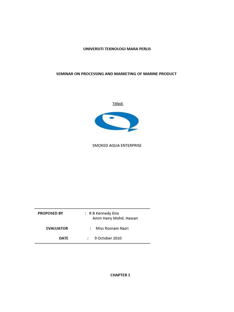 Business Plan on Smoked Fish PDF