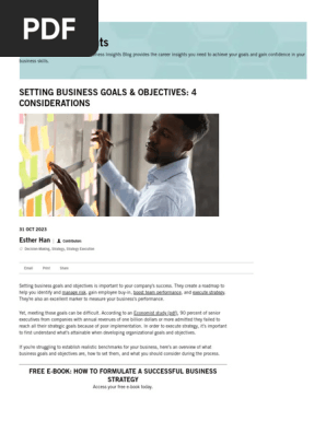 Setting Business Goals & Objectives- 4 Considerations | HBS Online