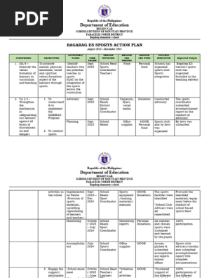 Sports Action plan