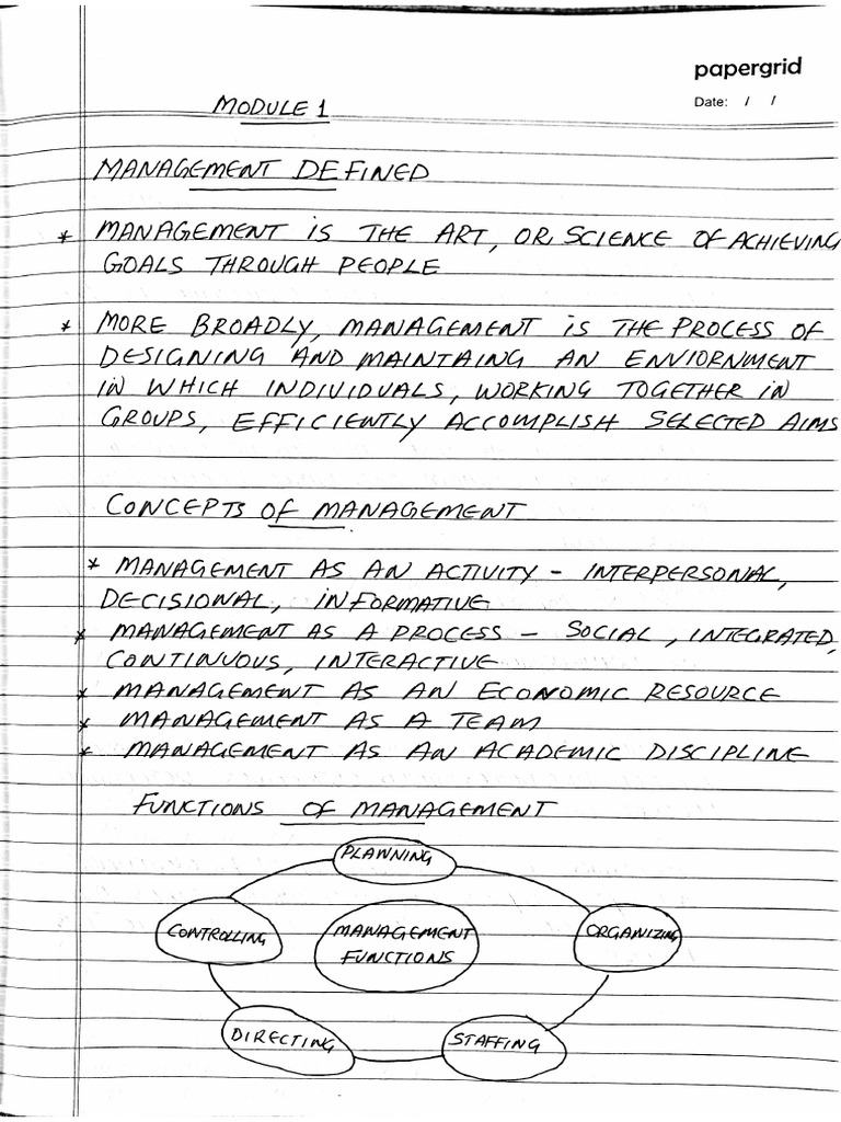 Management For Engineering Handwritten Module 1 | PDF