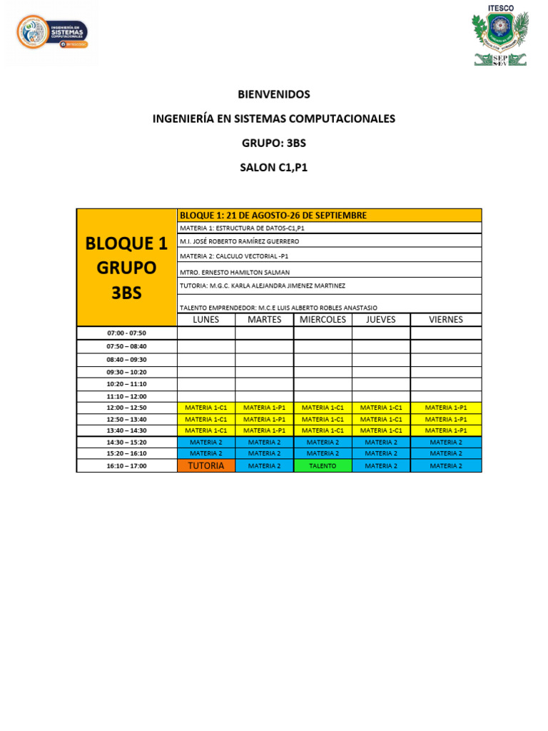 Bloque 1 Grupo 3BS: Bienvenidos Ingeniería en Sistemas Computacionales ...