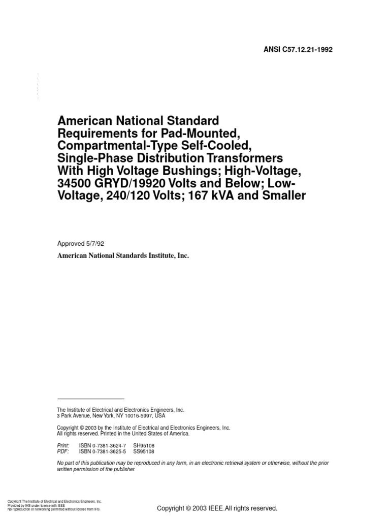 American National Standards Institute, Inc.: ANSI C57.12.21-1992 | PDF