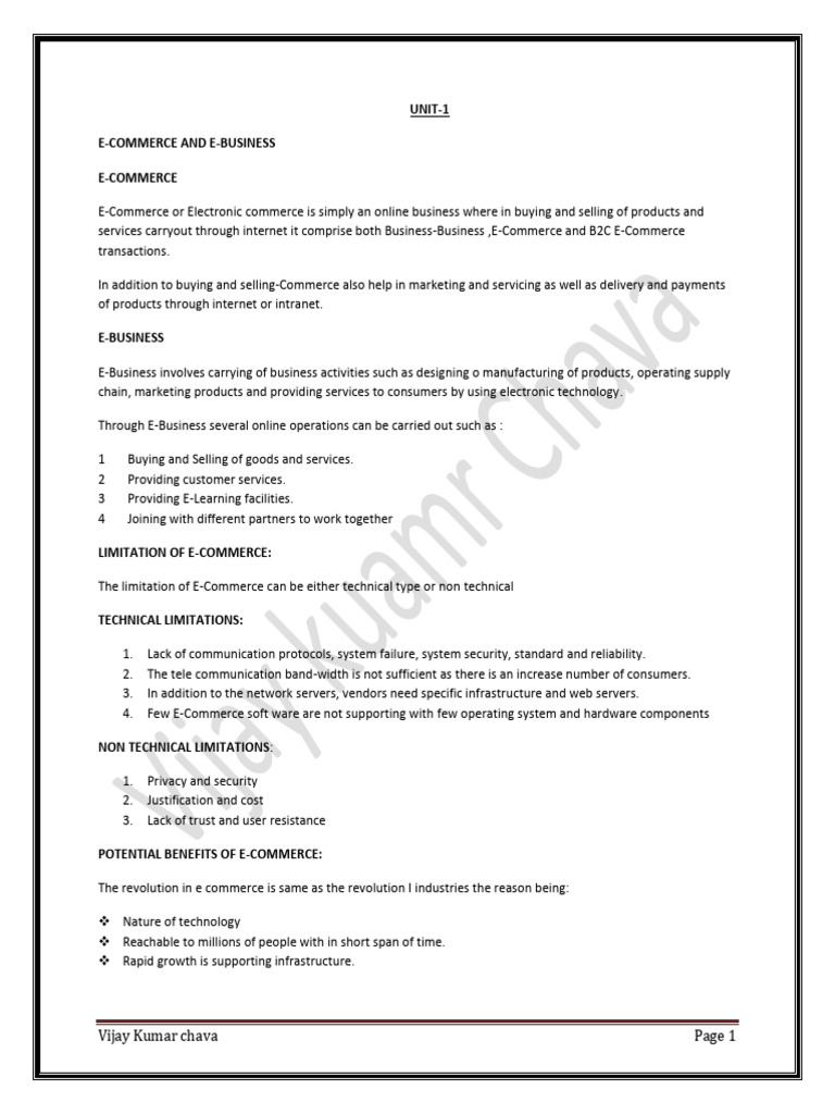 E-Commerce Unit 1 | PDF | E Commerce | Electronic Business