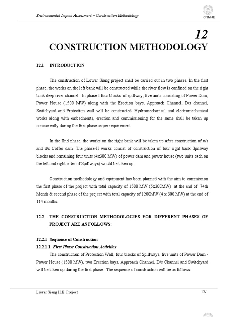 CH 12 - Construction Methodology | PDF | Dam | Spillway