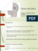 Lect 1 - Introduction To Morals and Ethics