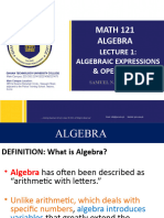 Lecture 1A - Algebraic Operations and Expressions
