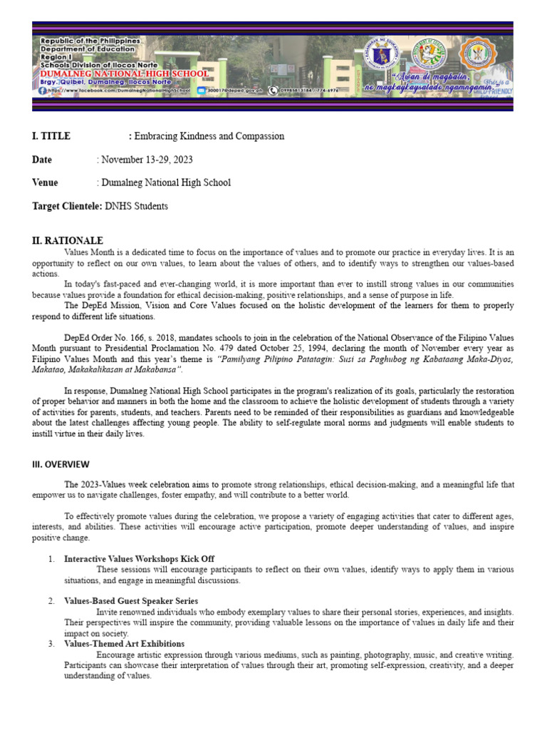 Values Week Proposal 2K23 | PDF | Creativity | Human Communication