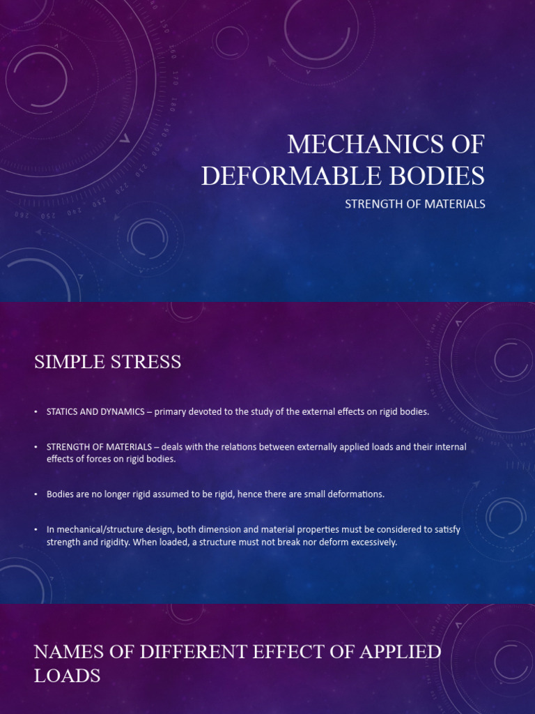 Mechanics of Deformable Bodies Overview | PDF | Stress (Mechanics ...