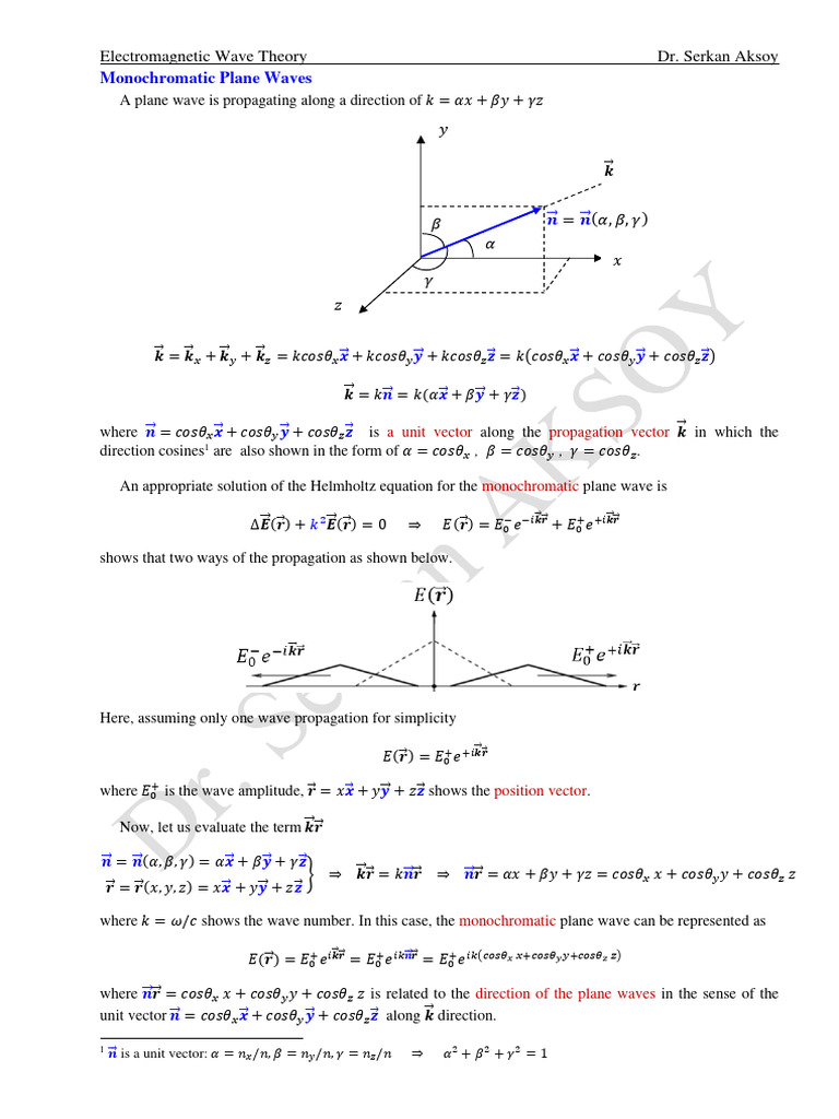 3.2 Monochromatic Plane Waves | PDF | Waves | Differential Equations