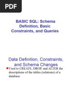 BASIC SQL: Schema Definition, Basic Constraints, and Queries