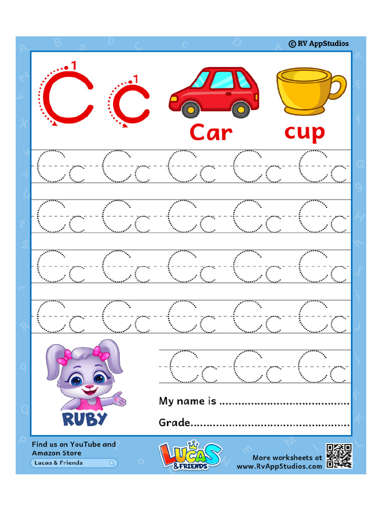 246 Free Printable Worksheets For Kids Alphabet Letter CC Tracing | PDF