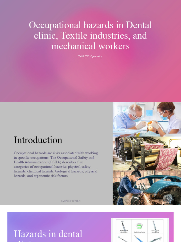 Occupational Hazards in Dental, Textile Industry and Mechanic | PDF ...
