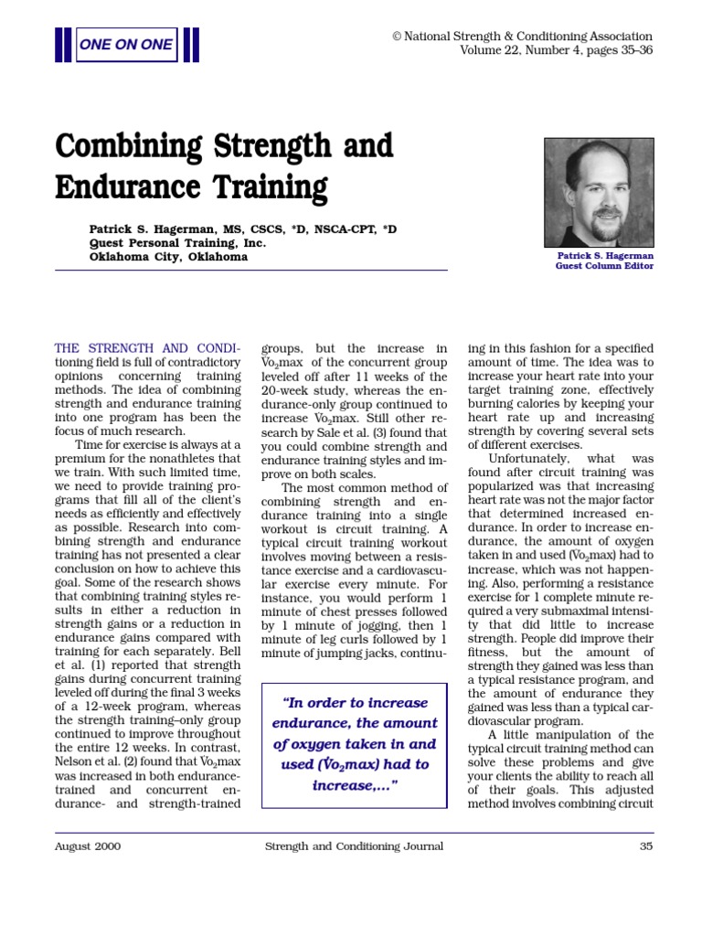 Combining Strengh and Endurance Training PDF Strength Training