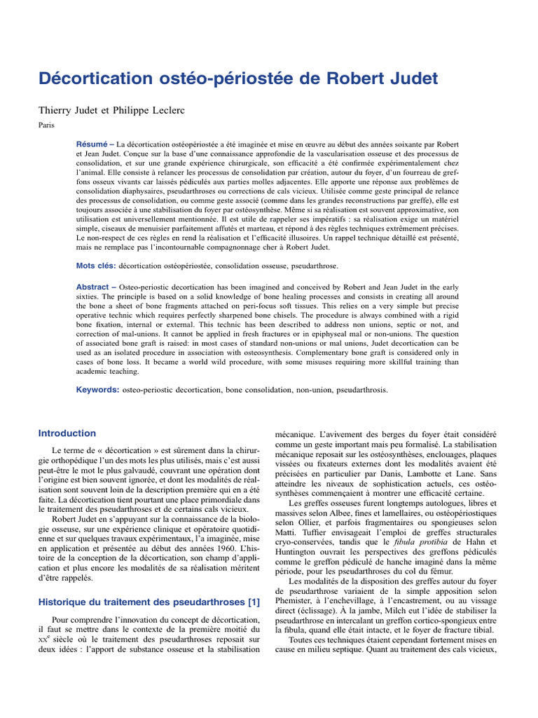 Décortication ostéo-périostée Judet | PDF | Orthopédie | Os