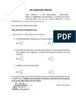 Declaración Jurada. Alvin Kuno Vargas