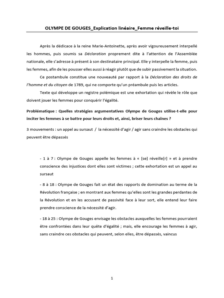 Olympe de Gouges : Femme, réveille-toi ! | PDF | Révolutions | Métaphore