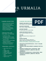 Elementary Teacher Resume in Green Dark Green Color Block Style PDF