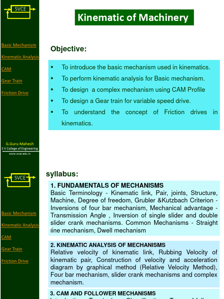 Kinematics of Machinery Overview | PDF | Machines | Kinematics