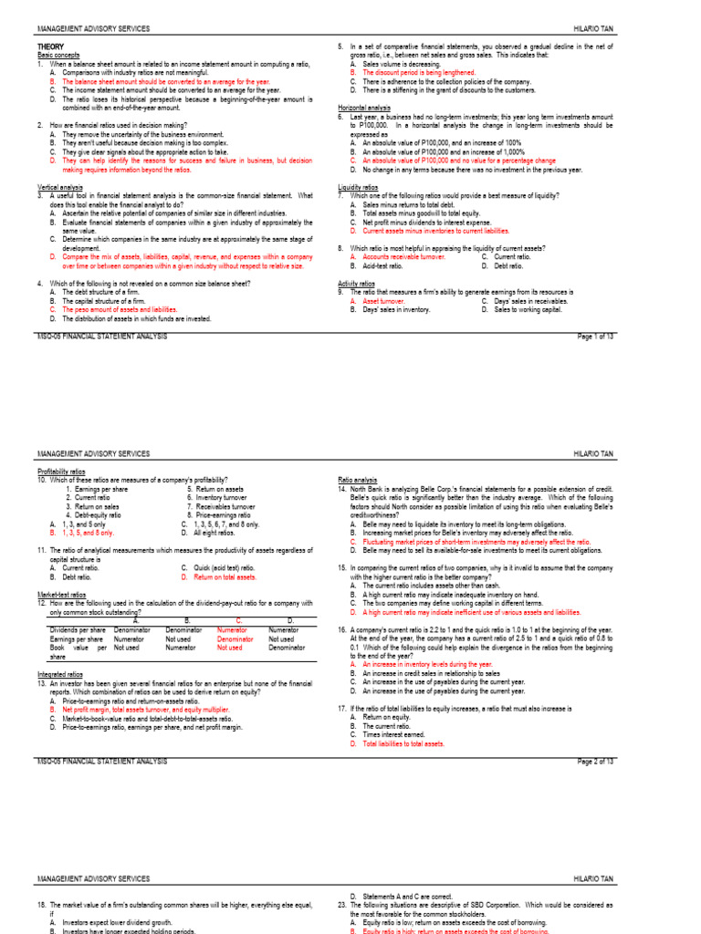 Financial Ratios and Analysis Techniques | PDF | Equity (Finance ...