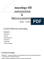 Pharmacology-III: Lead Poisoning & Mercury Poisoning