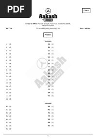 FTS 01 Code D Phase 2 Answer Key @aakash Test Papers 2023