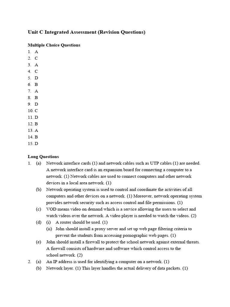 Unit C Integrated Assessment Guide | PDF | Computer Network | World ...