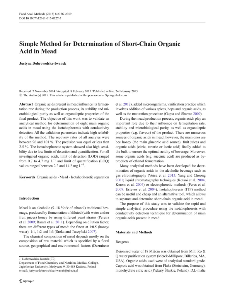 Acidic Mead PDF Detection Limit Acid