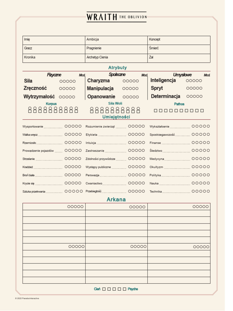 Zjawa karta postaci | PDF