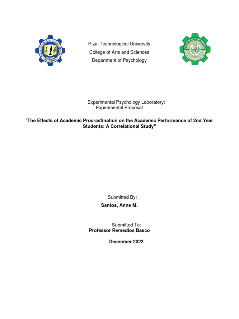 Effects of Procrastination on Students | PDF | Experiment ...
