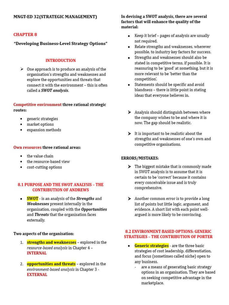 Chapter 8 | PDF | Strategic Management | Competitive Advantage