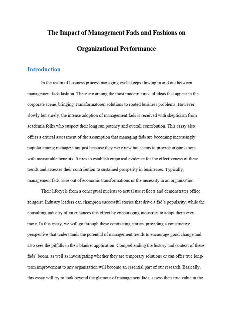 Evaluating Management Fads' Impact | PDF | Innovation | Agile Software ...