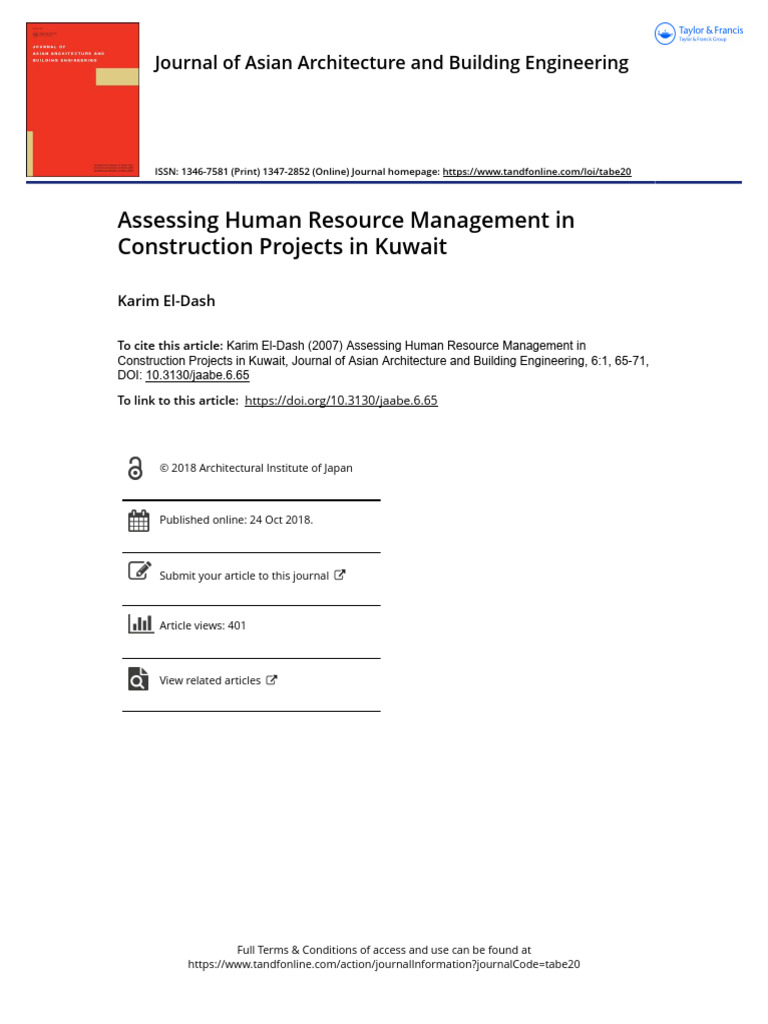 Assessing Human Resource Management in Construction Projects in Kuwait ...