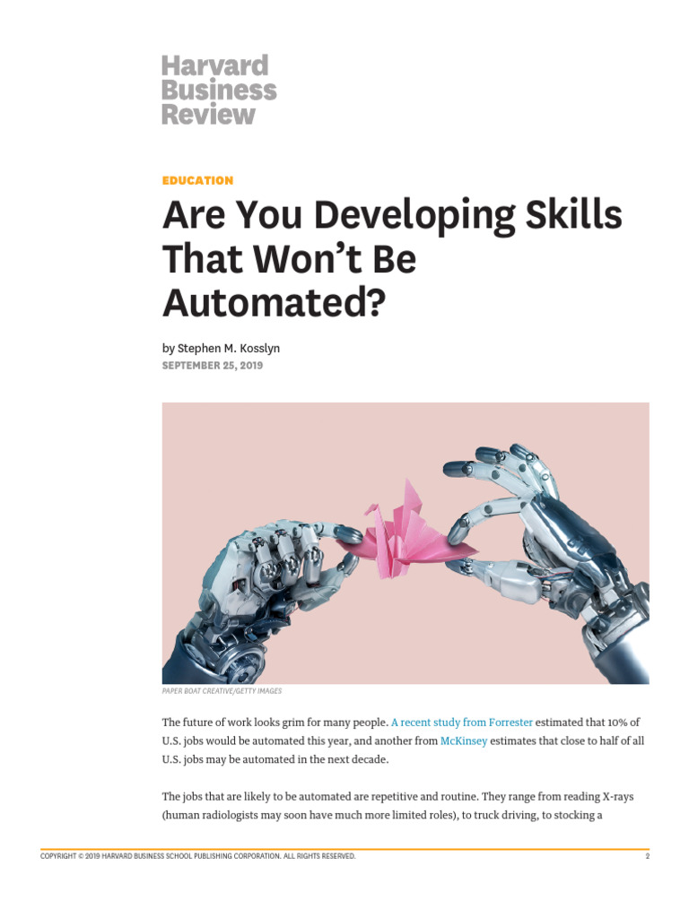 Are You Developing Skills That Won't Be Automated | PDF | Automation ...